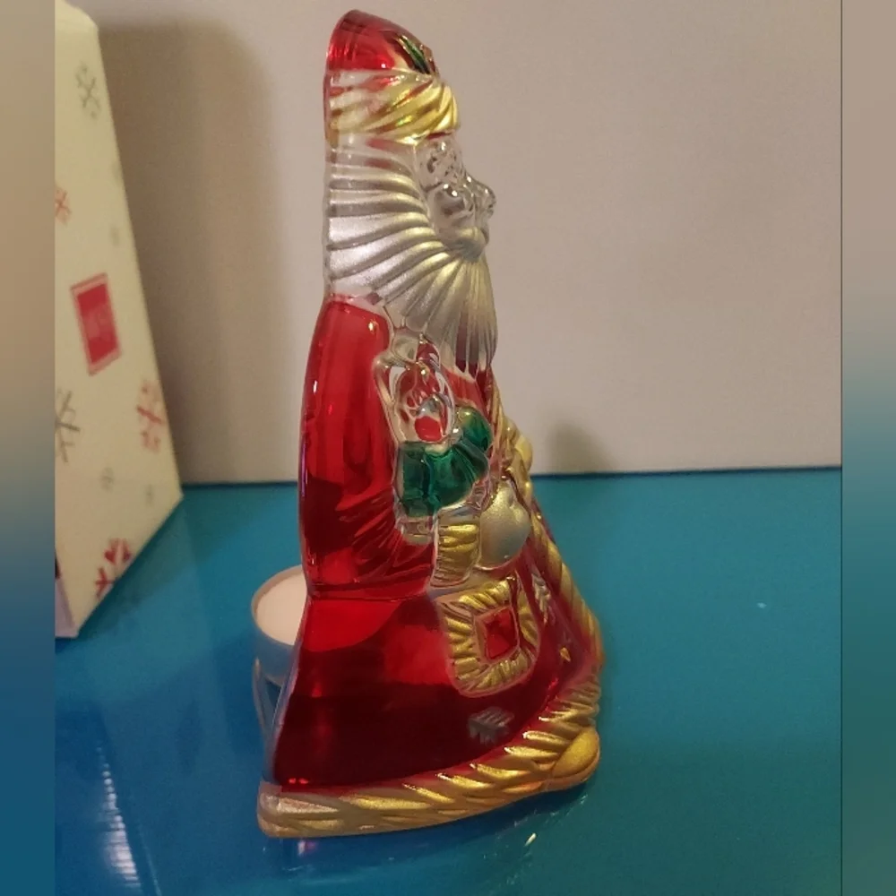 New In Box Mikasa Santa's Glow Red Santa Claus Votive 6